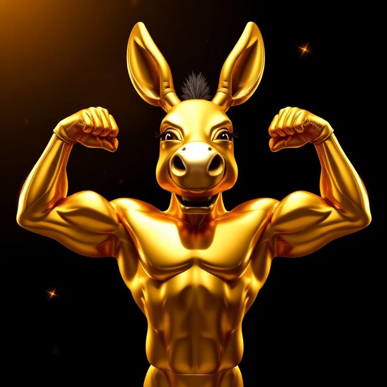 Golden donkey flexing reaction meme